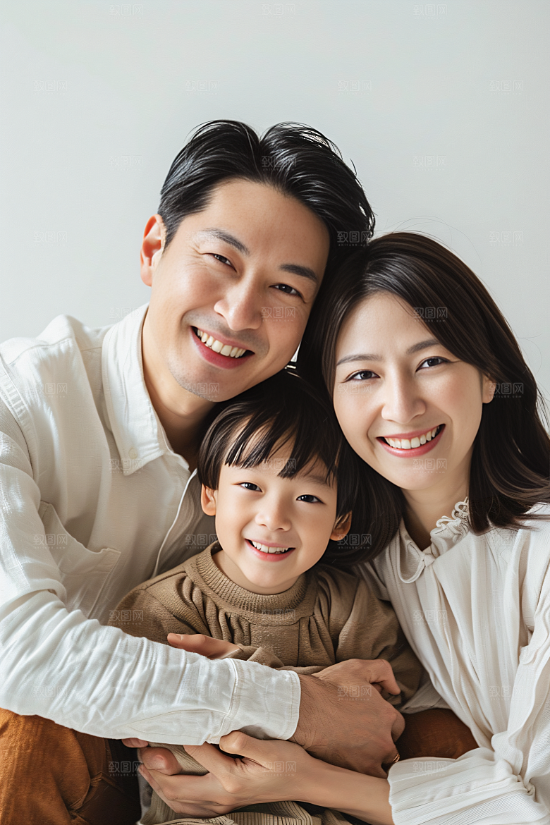 幸福一家人出行肖像摄影图