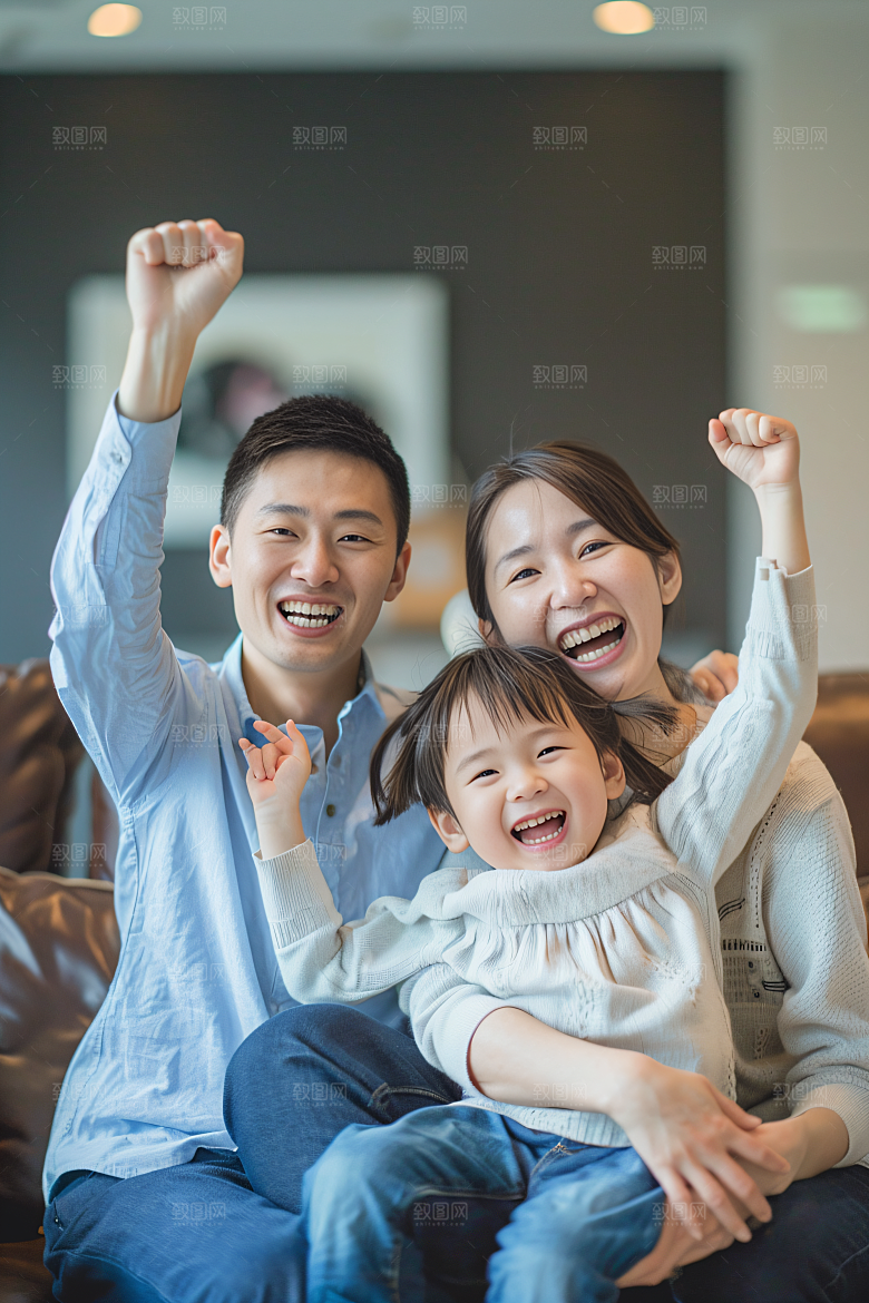 幸福一家人肖像出游摄影图