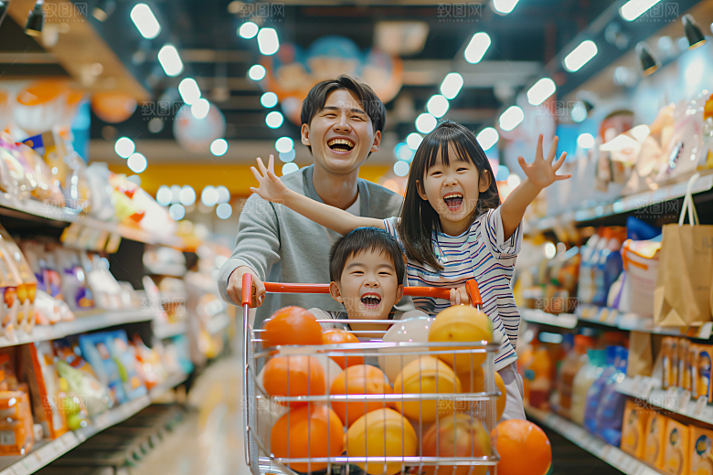 幸福一家人三口之家欢乐摄影图
