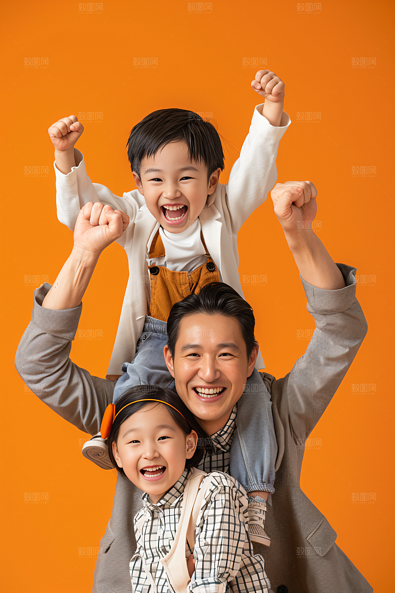 幸福一家人相聚出行摄影图