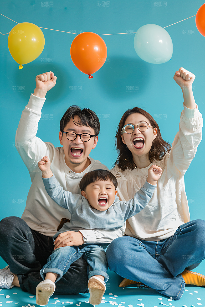 幸福一家人相聚出行摄影图