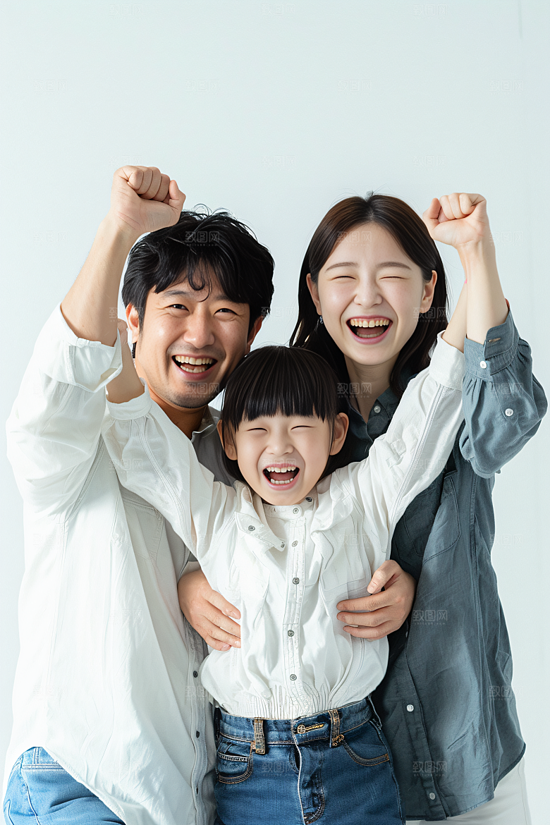 幸福一家人亲子肖像摄影图