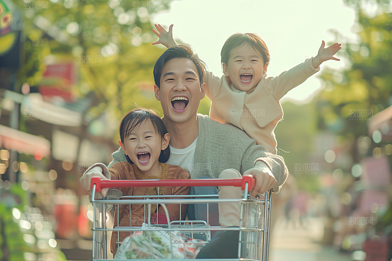 幸福一家人亲子肖像摄影图