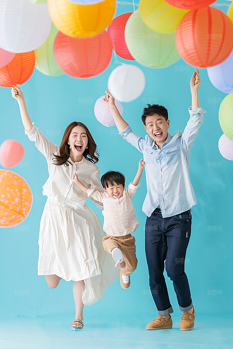 幸福一家人出行高清摄影图