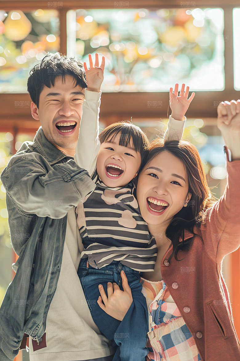幸福一家人出行人物摄影图