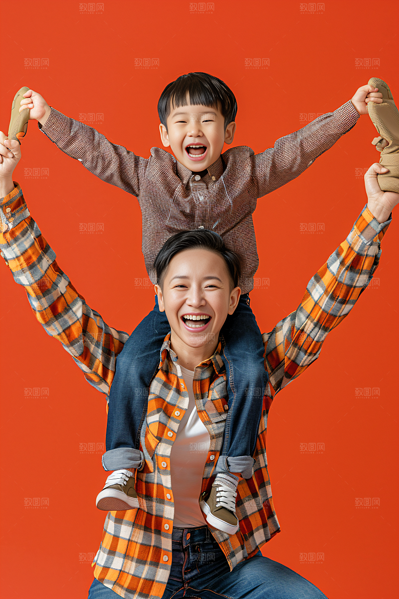 幸福一家人肖像出游摄影图