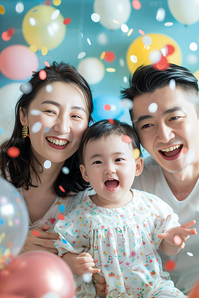 幸福一家人三口之家人物摄影图