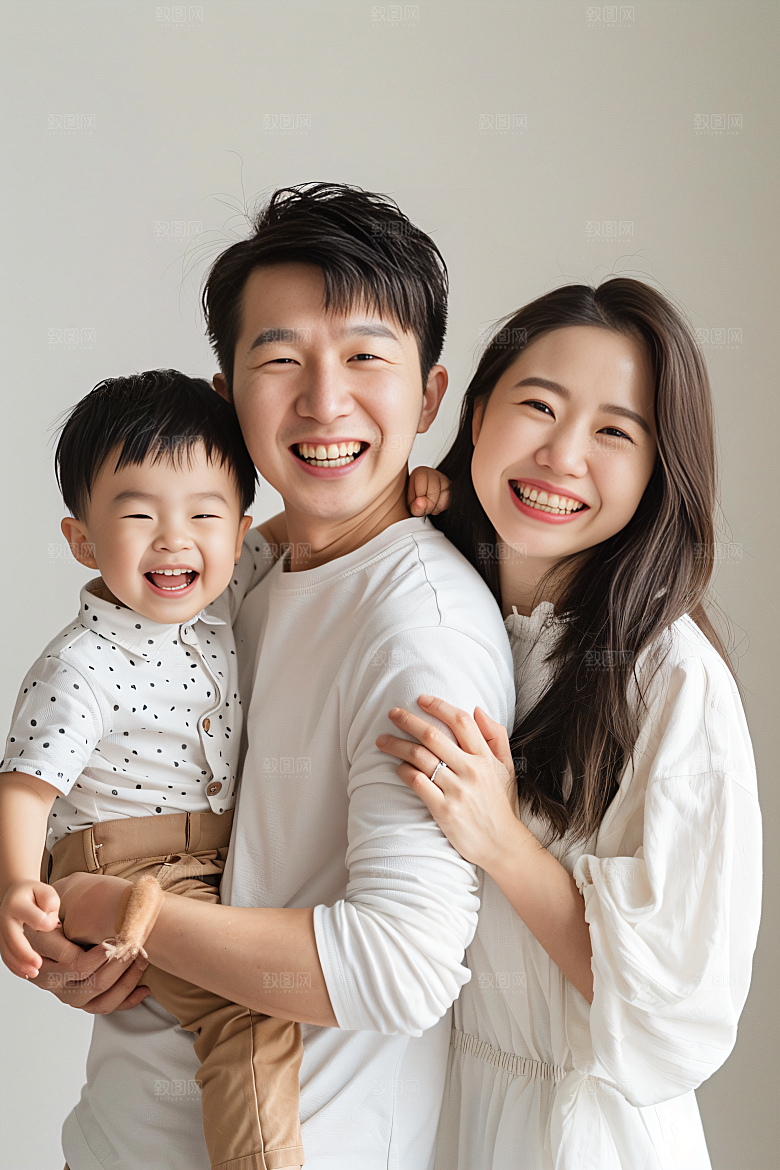 幸福一家人肖像亲子摄影图