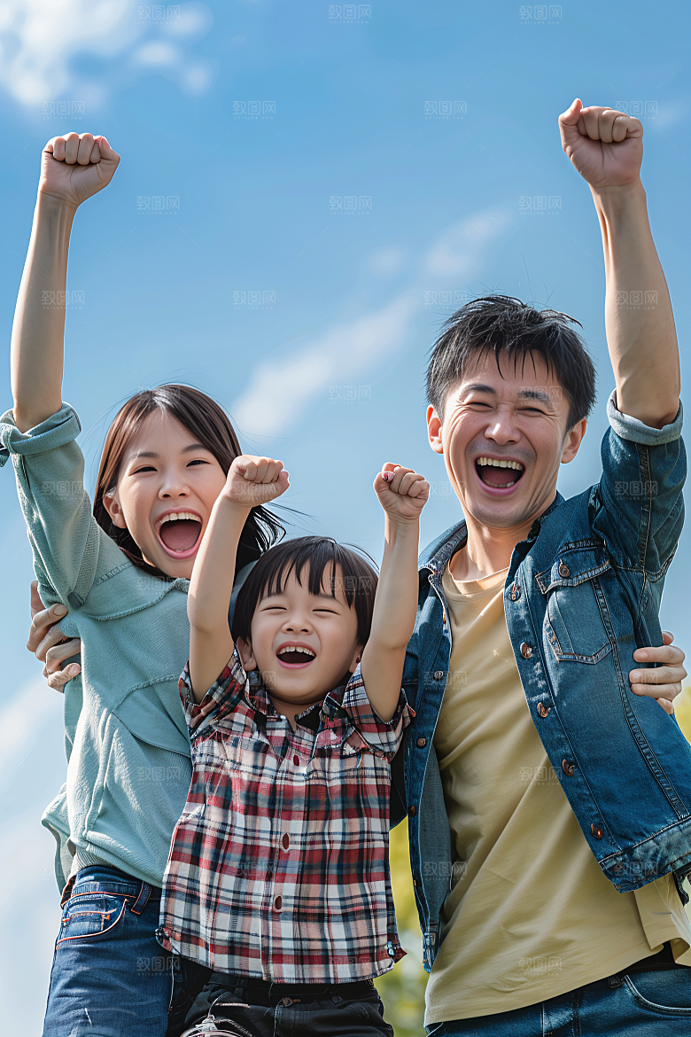 幸福一家人亲子出游摄影图
