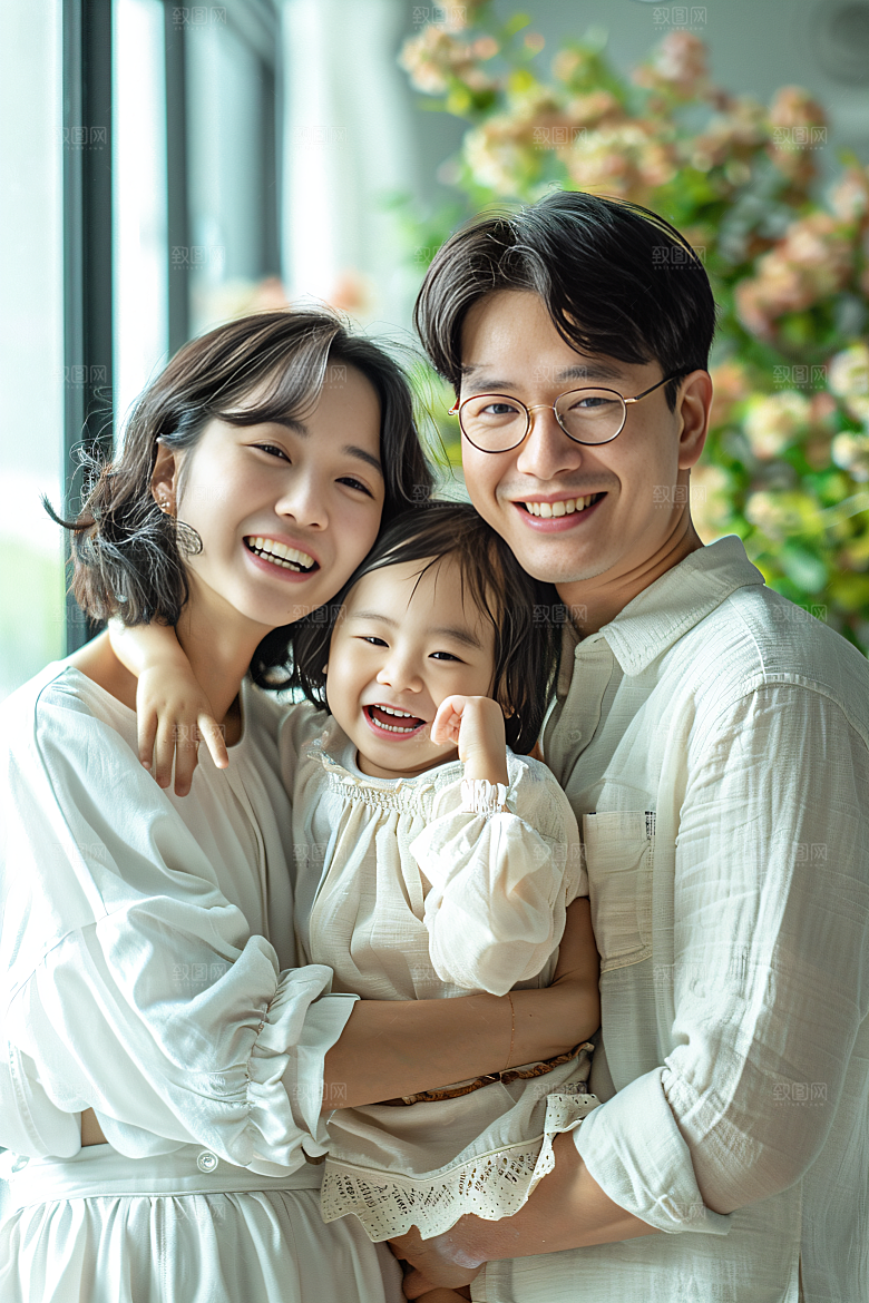 幸福一家人高清三口之家摄影图
