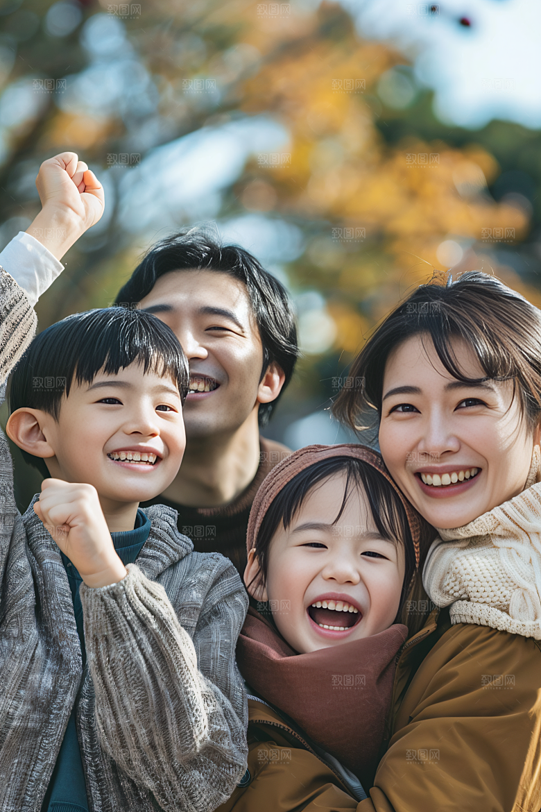 幸福一家人开心出行摄影图
