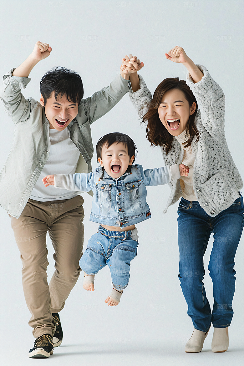 幸福一家人欢乐出行摄影图