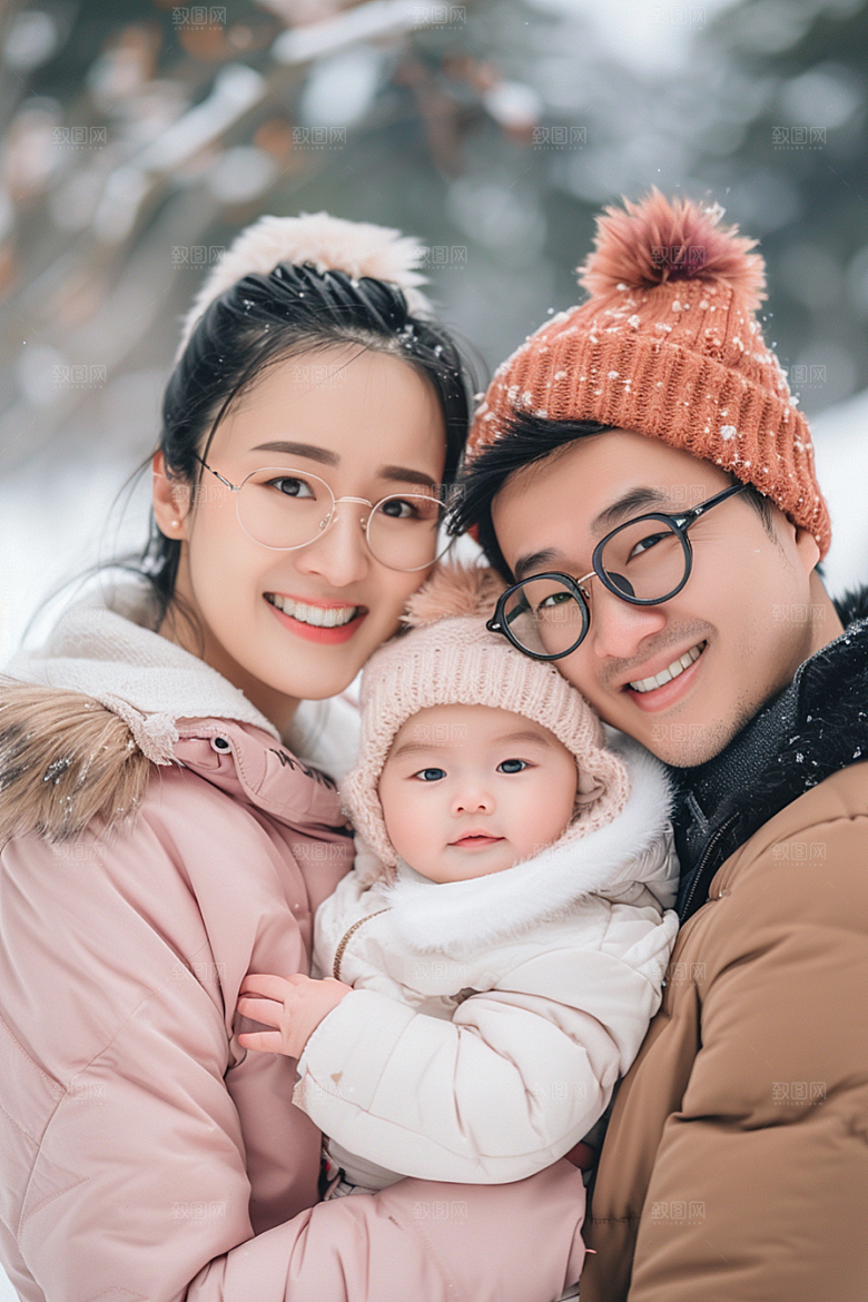 一家三口欢乐场面日常温馨摄影图