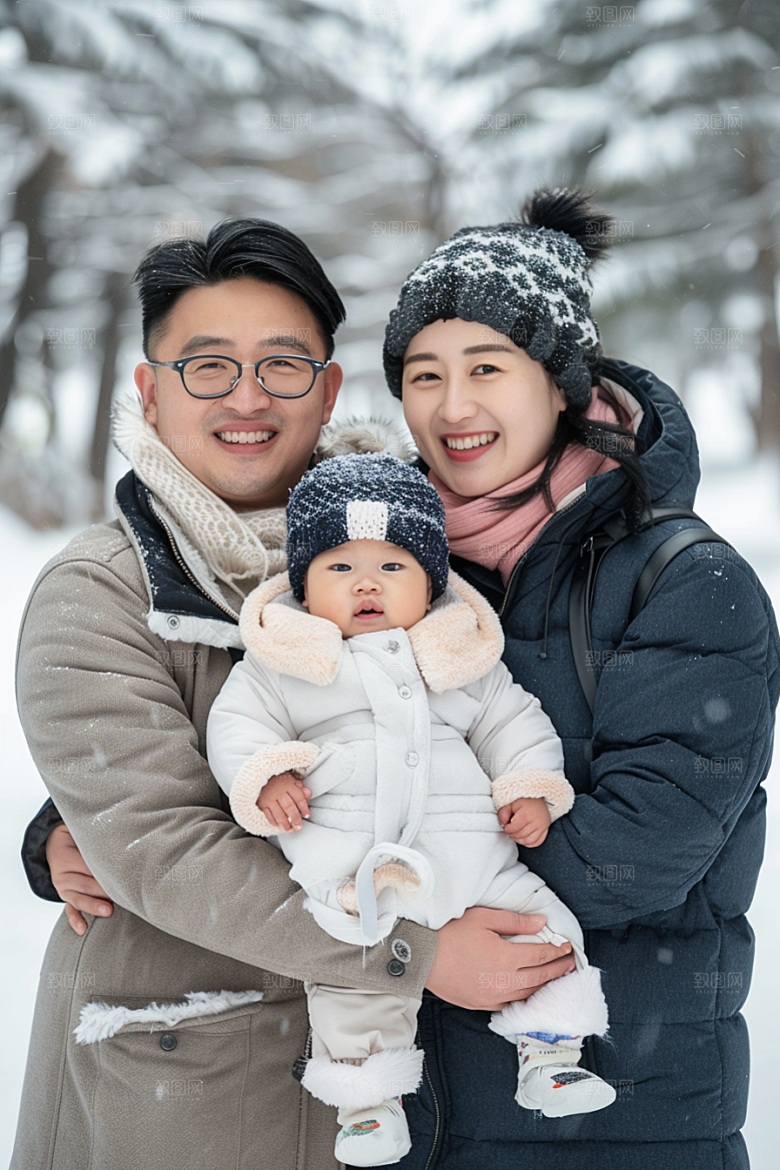 一家三口欢乐场面日常家人摄影图