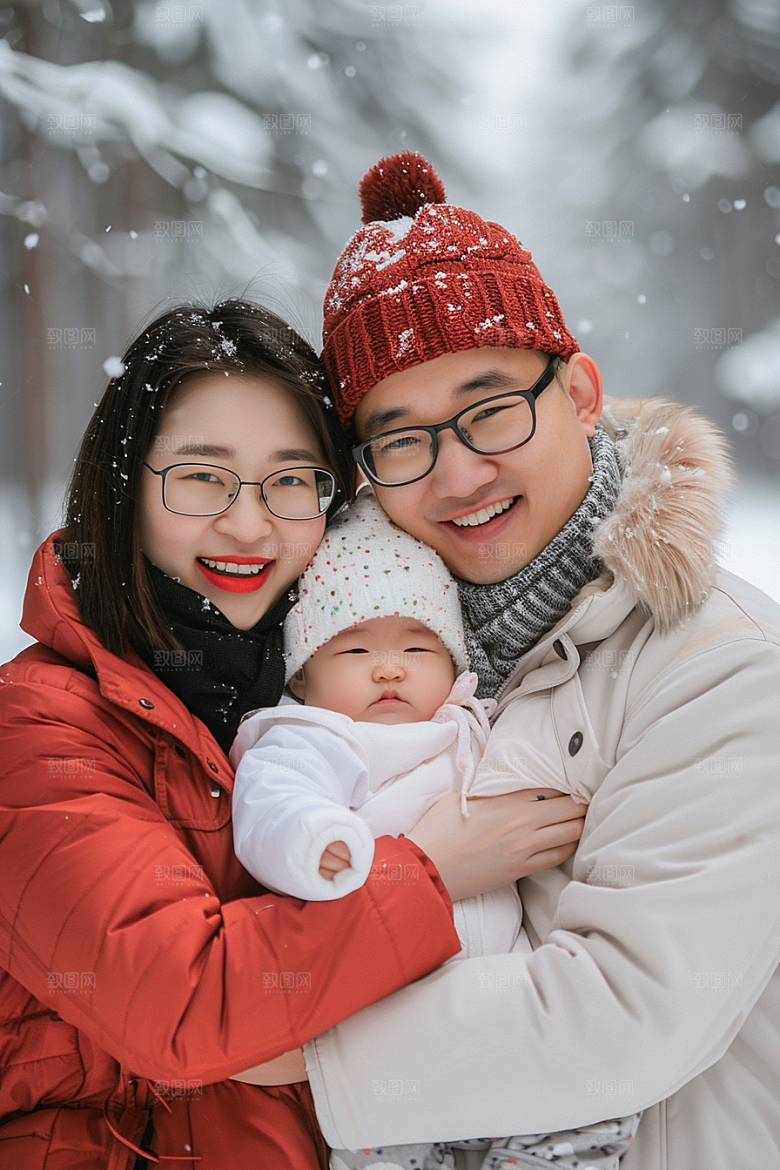 一家三口欢乐场面家庭家人摄影图
