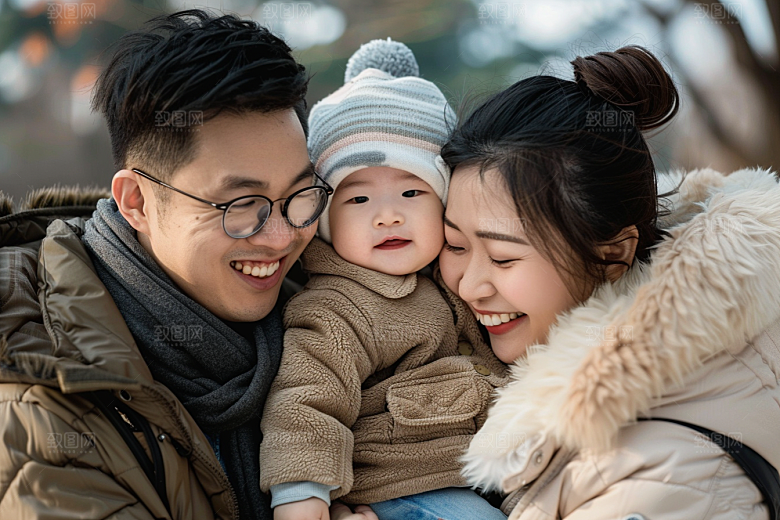 一家三口欢乐场面日常亲情摄影图