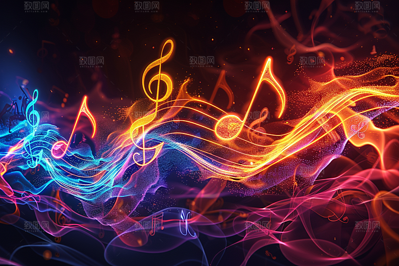 音符跃动高音谱号素材