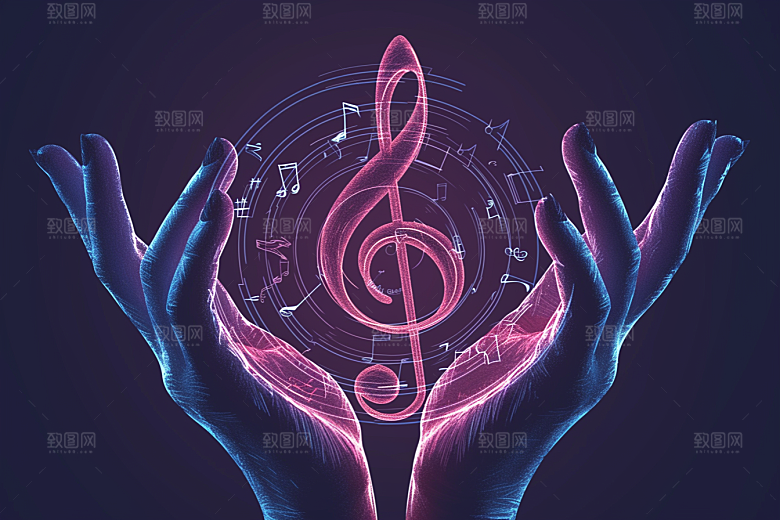 音符高音谱号跃动素材