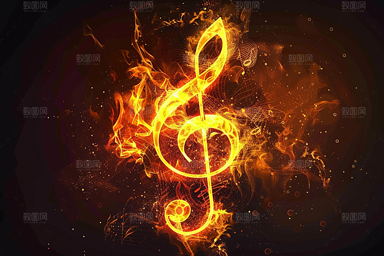 音符跃动高音谱号素材