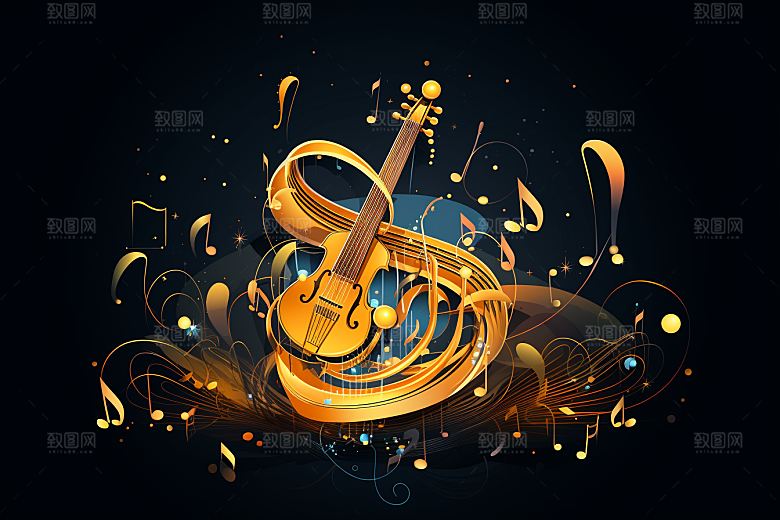 音乐音符旋律灵动素材