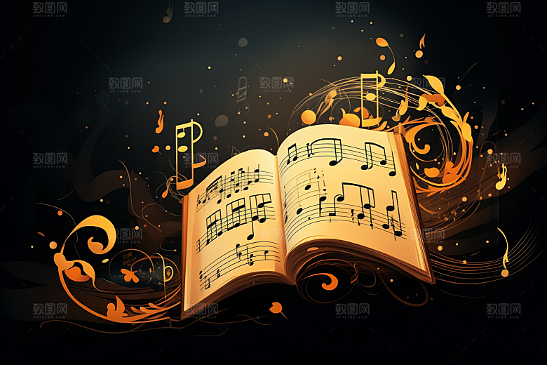 音乐音符跃动乐章素材