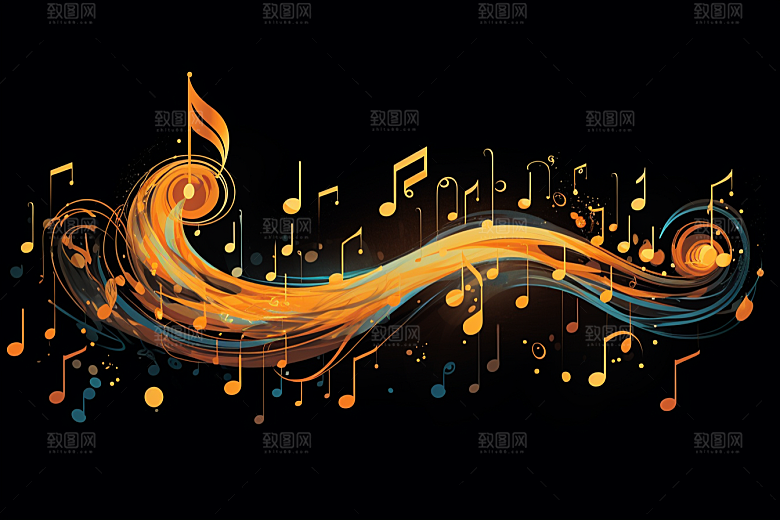 音乐音符灵动跃动素材