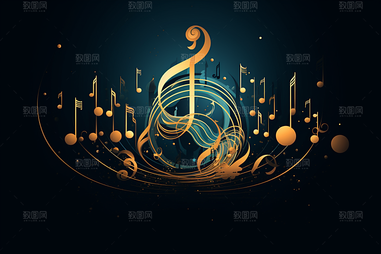 音乐音符律动彩色素材