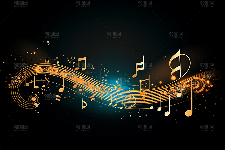 音乐音符旋律灵动素材