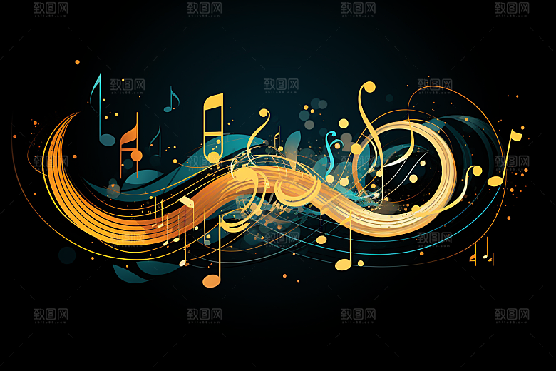 音乐音符跃动彩色素材