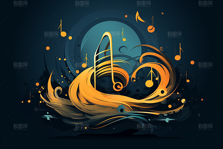 音乐音符灵动跃动素材