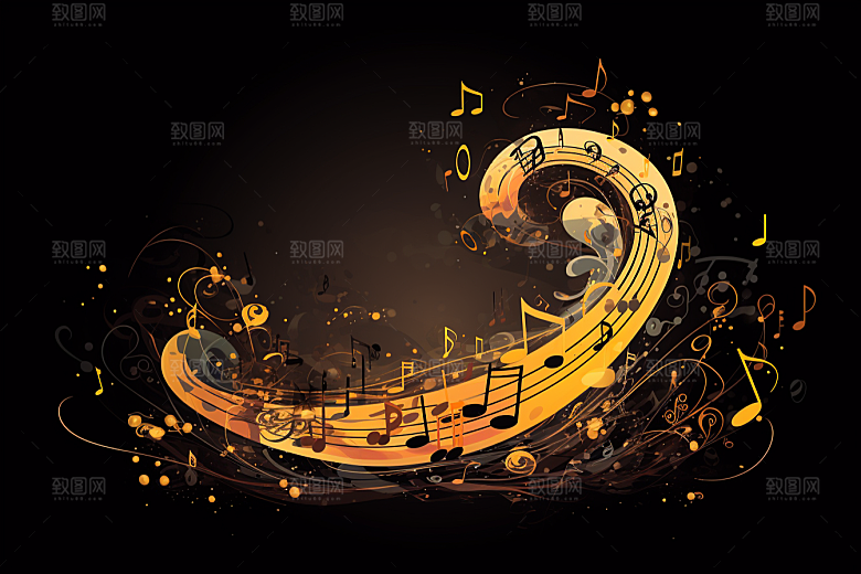 音乐音符跃动律动素材