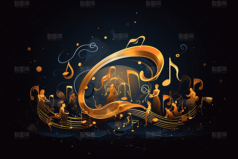音乐音符旋律律动素材