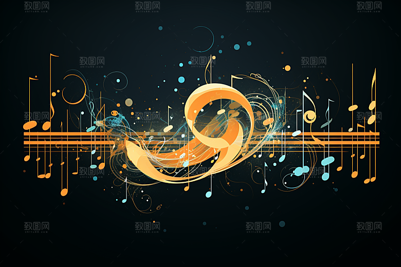 音乐音符旋律灵动素材