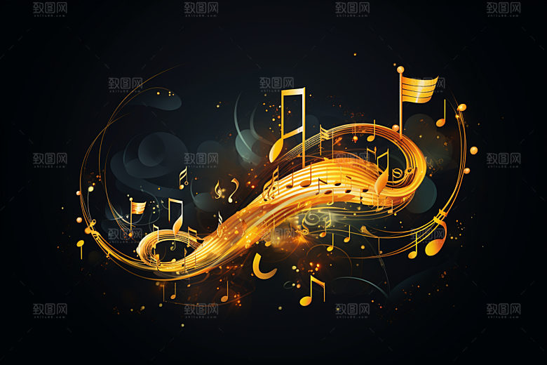 音乐音符旋律彩色素材
