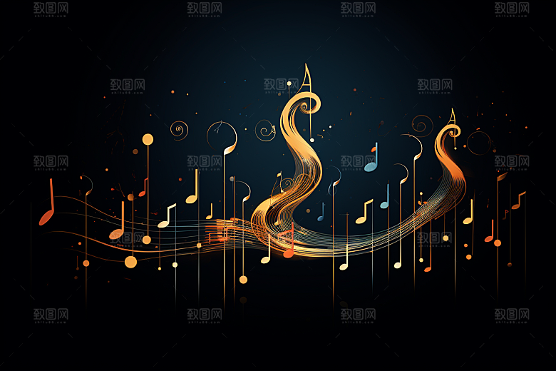 音乐音符动感彩色素材