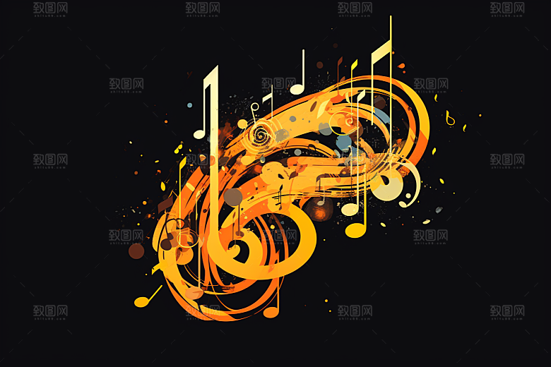 音乐音符跃动彩色素材