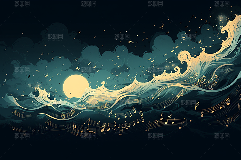 音乐音符灵动跃动素材