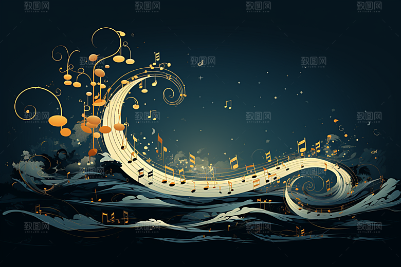 音乐音符跃动灵动素材