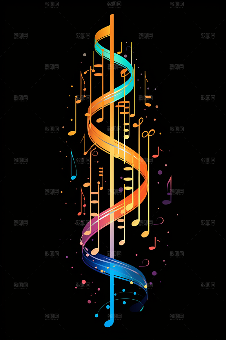 音乐音符律动旋律素材