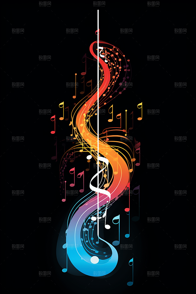 音乐音符跃动彩色素材