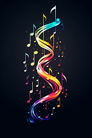 音乐音符彩色律动素材