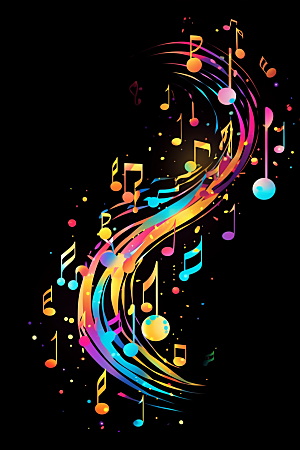 音乐音符跃动彩色素材