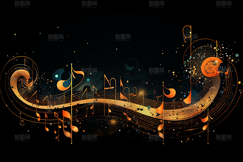 音乐音符旋律彩色素材
