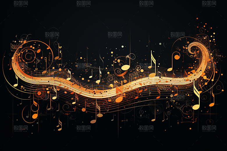 音乐音符彩色律动素材