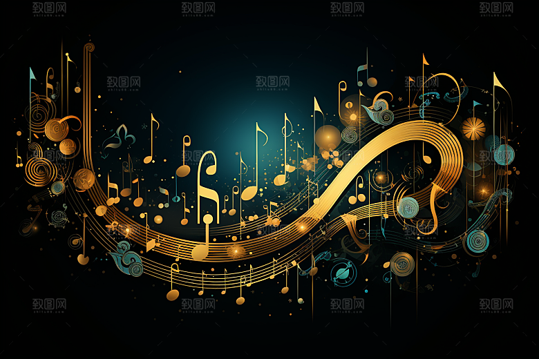 音乐音符律动彩色素材