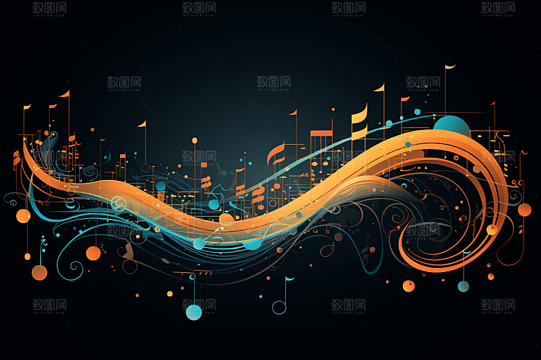音乐音符旋律彩色素材