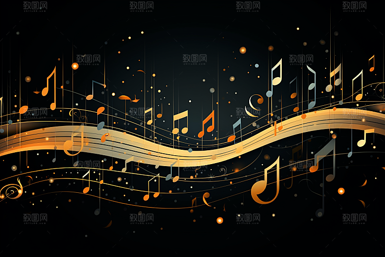 音乐音符彩色乐章素材