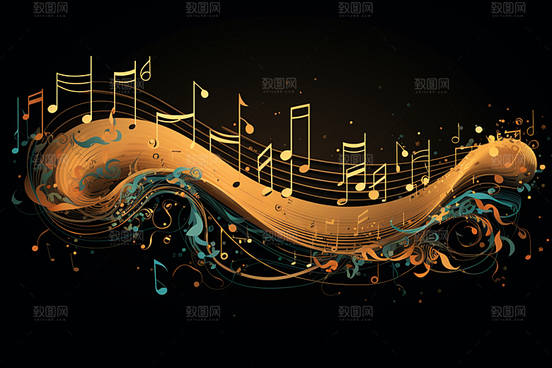 音乐音符律动彩色素材