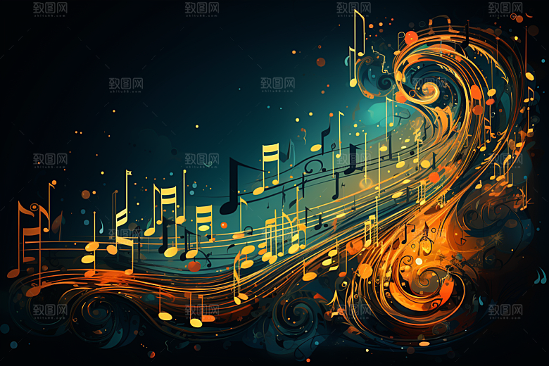 音乐音符跃动律动素材