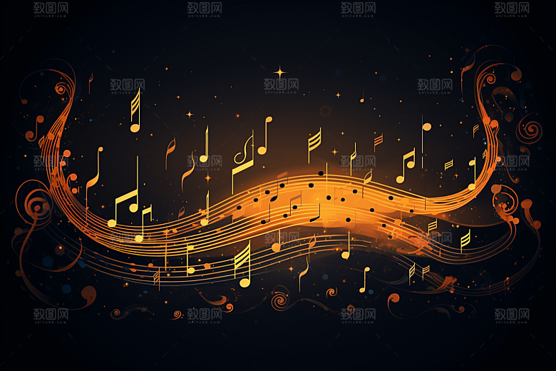 音乐音符彩色律动素材